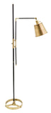 65" Morgan Adjustable Floor Lamp in Black with Antique Brass