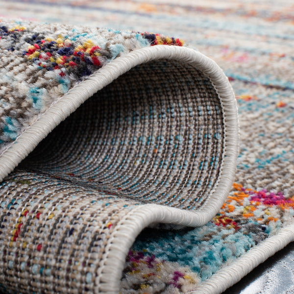 Madison 400 Madison 419 Contemporary Power Loomed Polypropylene Friese Rug Grey / Turquoise