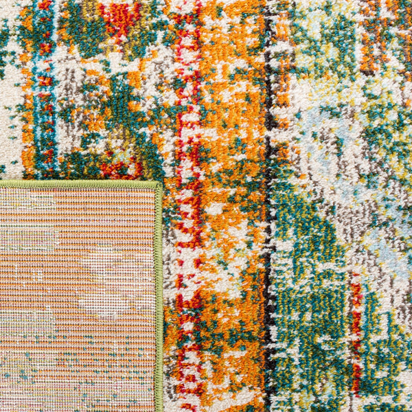 Madison 400 Madison 422 Contemporary Power Loomed Polypropylene Friese Rug Green / Orange