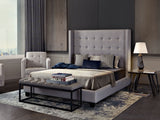 Madison Ave Tufted Wing Eastern King Bed in Light Grey Button Tufted Fabric by Diamond Sofa
