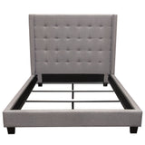 Madison Ave Tufted Wing Eastern King Bed in Light Grey Button Tufted Fabric by Diamond Sofa