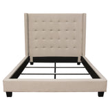 Madison Ave Tufted Wing Eastern King Bed in Sand Button Tufted Fabric by Diamond Sofa