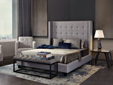 Madison Ave Tufted Wing Queen Bed in Light Grey Button Tufted Fabric by Diamond Sofa