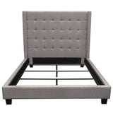 Madison Ave Tufted Wing Bed in Light Grey Button Tufted Fabric
