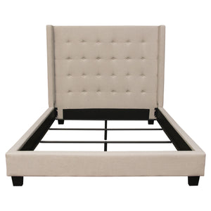 Madison Ave Tufted Wing Queen Bed in Sand Button Tufted Fabric by Diamond Sofa