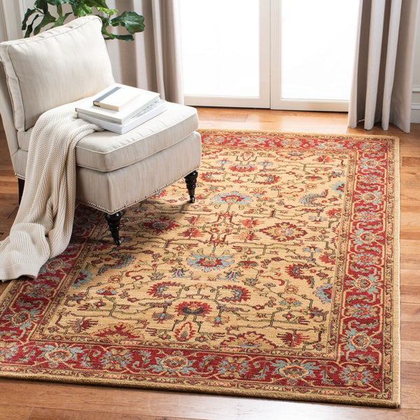 Mahal 693 Transitional Power Loomed Polypropylene Pile Rug Beige / Red