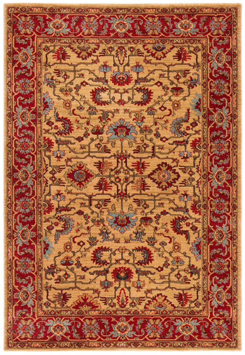 Mahal 693 Transitional Power Loomed Polypropylene Pile Rug Beige / Red