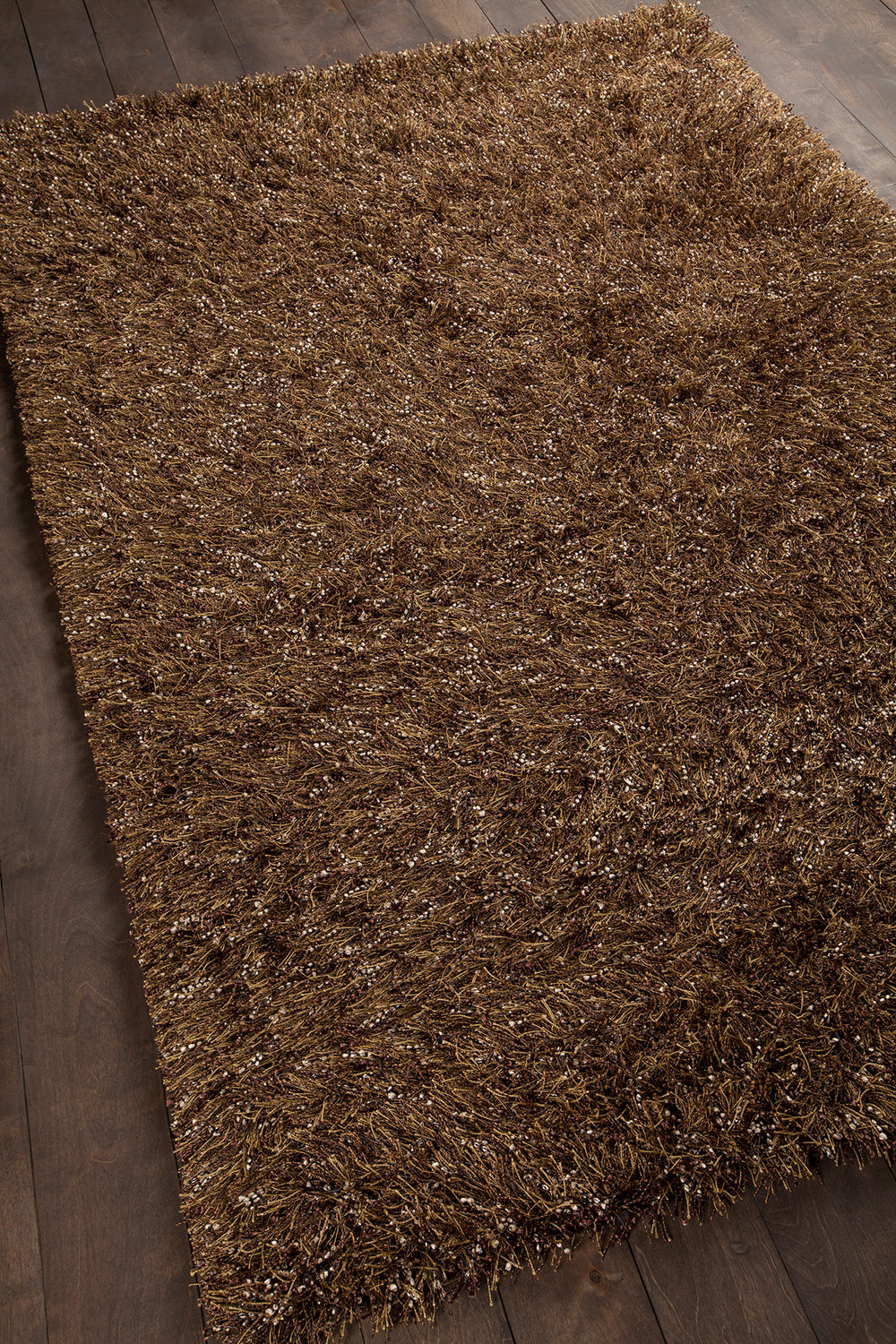 Chandra Rugs Mai 100% Polyester Hand-Woven Contemporary Shag Rug Brown 9' x 13'