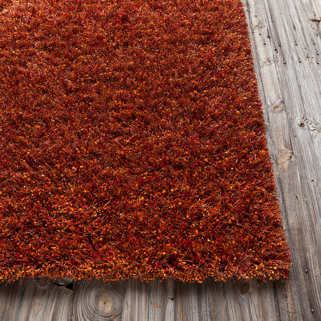 Chandra Rugs Mai 100% Polyester Hand-Woven Contemporary Shag Rug Red/Orange 9' x 13'