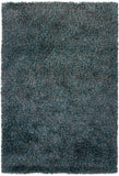 Chandra Rugs Mai 100% Polyester Hand-Woven Contemporary Shag Rug Blue/Brown 9' x 13'