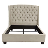 Majestic Eastern King Tufted Bed in Tan Velvet with Nail Head Wing Accents by Diamond Sofa