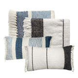Dovetail Shane Handwoven Wool Blend 49x59 Throw Blanket, Off White and Blue MAL012