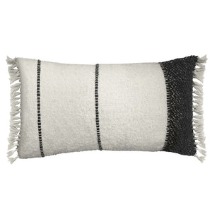 Dovetail Lizzy Handwoven Wool Blend 14x24 Lumbar Pillow, Off White and Black MAL007