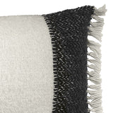 Dovetail Lizzy Handwoven Wool Blend 14x24 Lumbar Pillow, Off White and Black MAL007