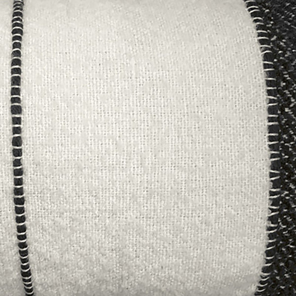 Dovetail Lizzy Handwoven Wool Blend 14x24 Lumbar Pillow, Off White and Black MAL007