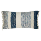 Dovetail Shane Handwoven Wool Blend 14x24 Lumbar Pillow, Off White and Blue MAL011