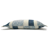 Dovetail Shane Handwoven Wool Blend 14x24 Lumbar Pillow, Off White and Blue MAL011