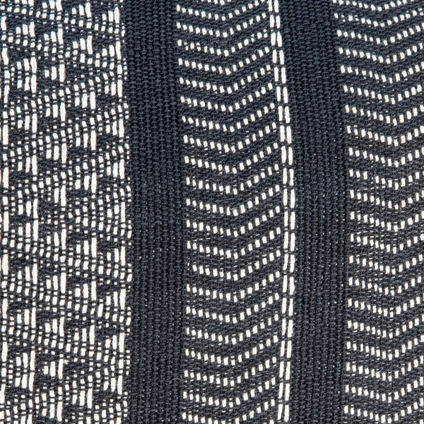 Dovetail Damien Handwoven Cotton Blend 14x24 Lumbar Pillow, Black with Ivory Stitching MAL021