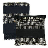 Dovetail River Handwoven Cotton Blend 49x68 Throw Blanket, Black with White Stitching MAL045