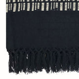 Dovetail River Handwoven Cotton Blend 49x68 Throw Blanket, Black with White Stitching MAL045