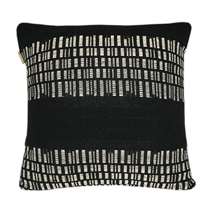 Dovetail Jade Handwoven Cotton Blend 20x20 Square Throw Pillow, Black with White Stitching MAL046