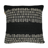 Jade Handwoven Cotton Blend 20x20 Square Throw Pillow, Black with White Stitching