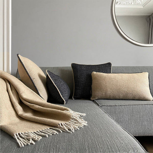 Dovetail Alma Wool Blend Woven Throw Lumbar Pillow MAL049