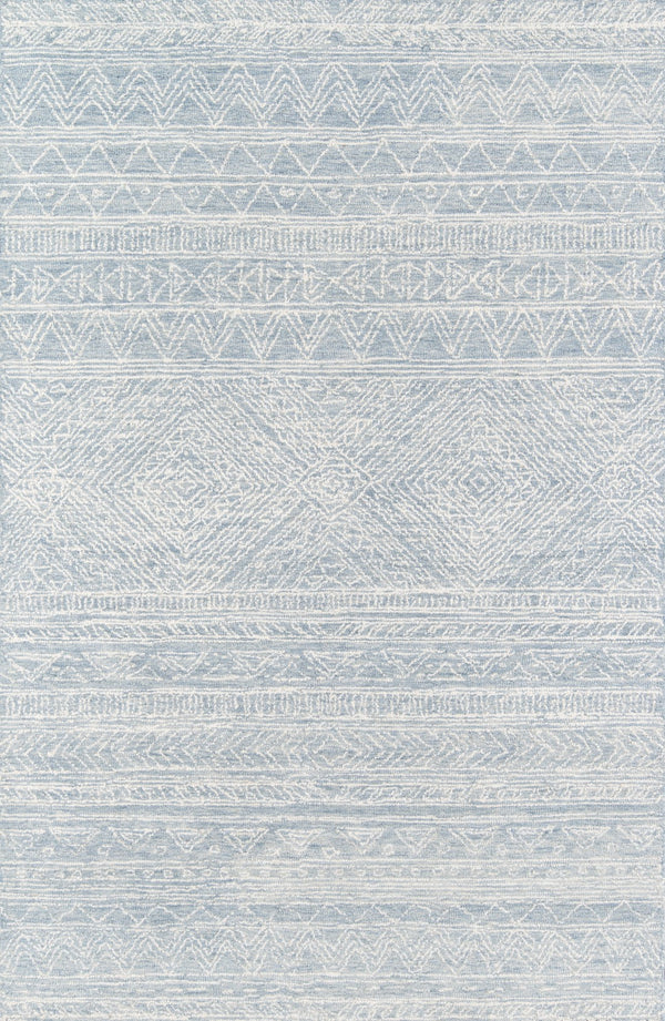 Momeni Mallorca MRC-1 Hand Hooked Contemporary Geometric Indoor Area Rug Light Blue 9' x 12' MALLOMRC-1LBL90C0