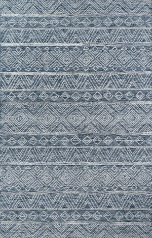 Momeni Mallorca MRC-2 Hand Hooked Contemporary Geometric Indoor Area Rug Denim 9' x 12' MALLOMRC-2DNM90C0