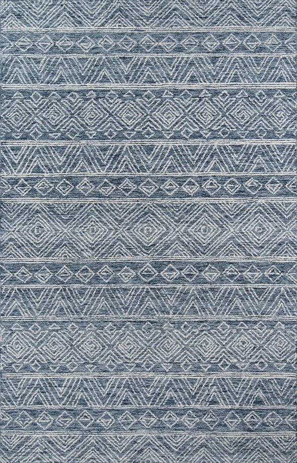 Momeni Mallorca MRC-2 Hand Hooked Contemporary Geometric Indoor Area Rug Denim 9' x 12' MALLOMRC-2DNM90C0