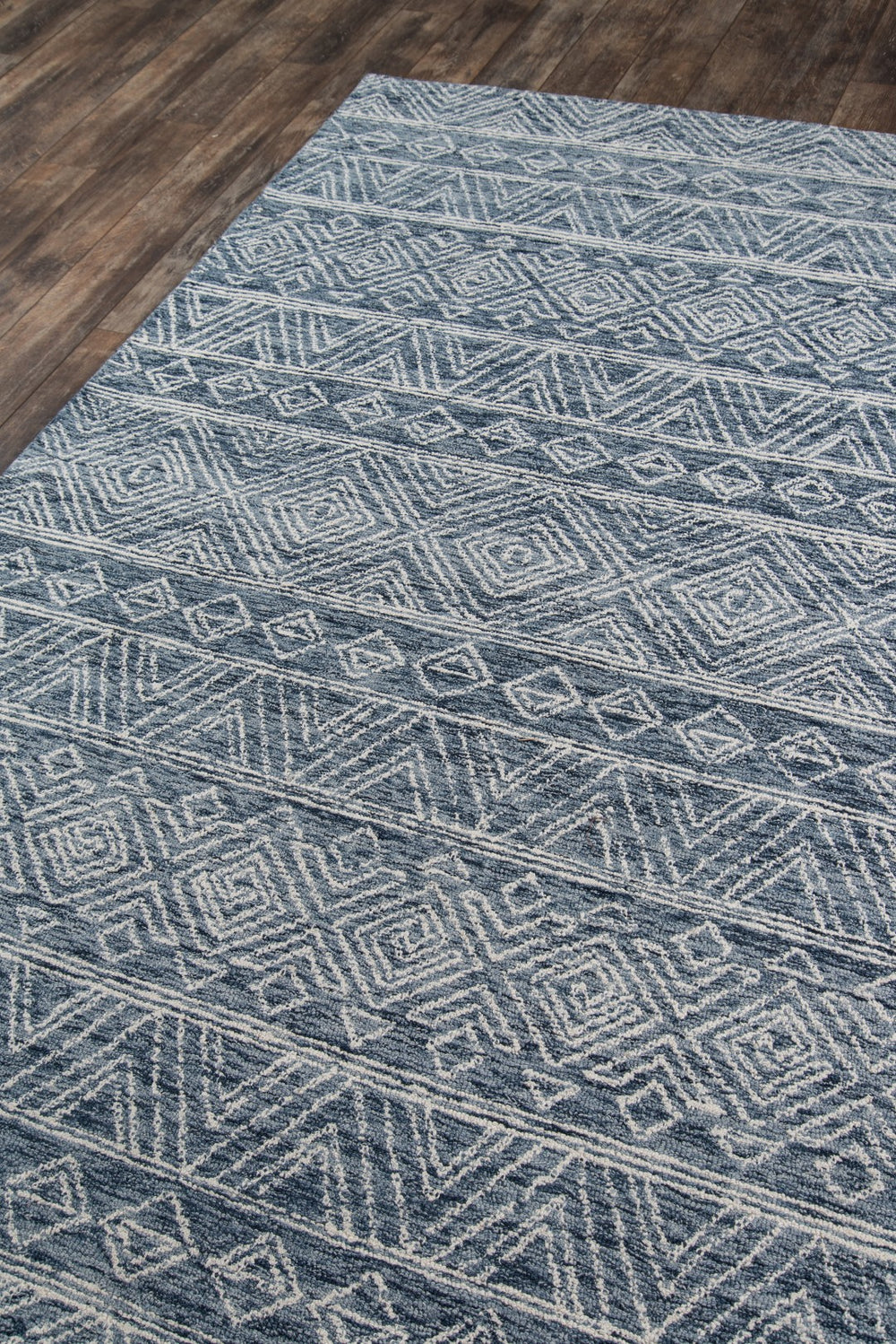 Momeni Mallorca MRC-2 Hand Hooked Contemporary Geometric Indoor Area Rug Denim 9' x 12' MALLOMRC-2DNM90C0