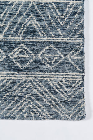 Momeni Mallorca MRC-2 Hand Hooked Contemporary Geometric Indoor Area Rug Denim 9' x 12' MALLOMRC-2DNM90C0
