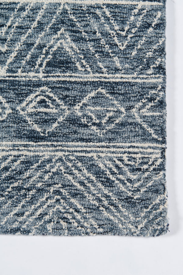 Momeni Mallorca MRC-2 Hand Hooked Contemporary Geometric Indoor Area Rug Denim 9' x 12' MALLOMRC-2DNM90C0