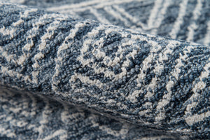 Momeni Mallorca MRC-2 Hand Hooked Contemporary Geometric Indoor Area Rug Denim 9' x 12' MALLOMRC-2DNM90C0