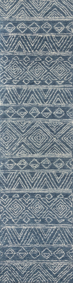 Momeni Mallorca MRC-2 Hand Hooked Contemporary Geometric Indoor Area Rug Denim 9' x 12' MALLOMRC-2DNM90C0