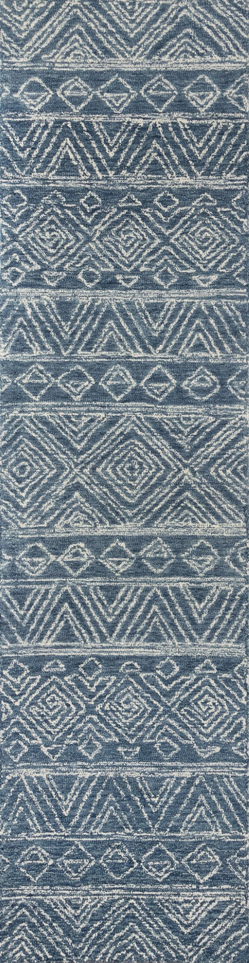Momeni Mallorca MRC-2 Hand Hooked Contemporary Geometric Indoor Area Rug Denim 9' x 12' MALLOMRC-2DNM90C0