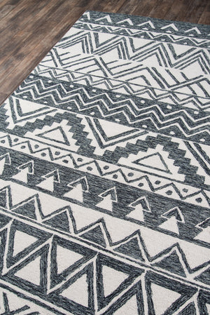 Momeni Mallorca MRC-3 Hand Hooked Contemporary Geometric Indoor Area Rug Charcoal 9' x 12' MALLOMRC-3CHR90C0
