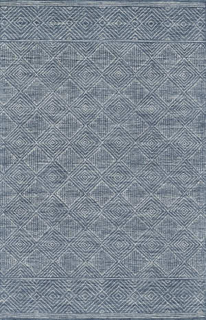Momeni Mallorca MRC-7 Hand Hooked Contemporary Geometric Indoor Area Rug Denim 9' x 12' MALLOMRC-7DNM90C0