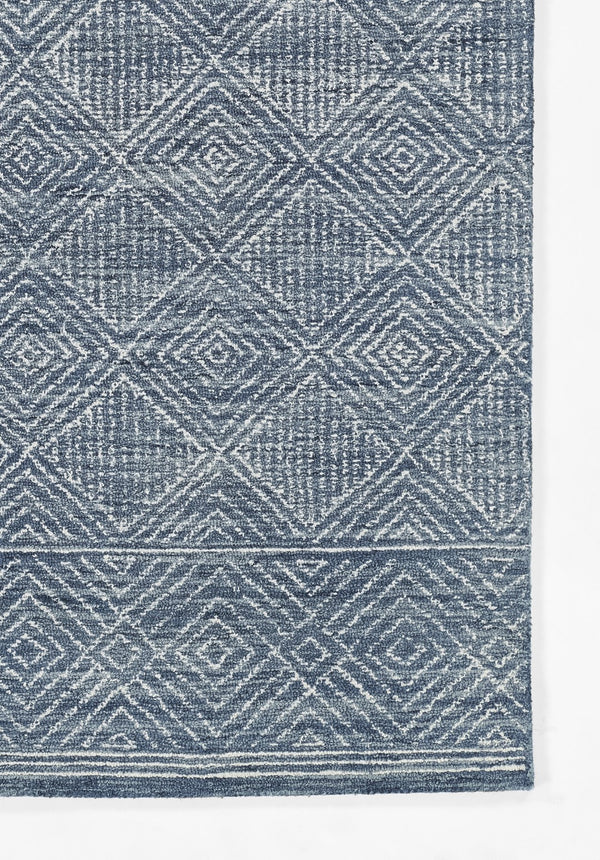 Momeni Mallorca MRC-7 Hand Hooked Contemporary Geometric Indoor Area Rug Denim 9' x 12' MALLOMRC-7DNM90C0