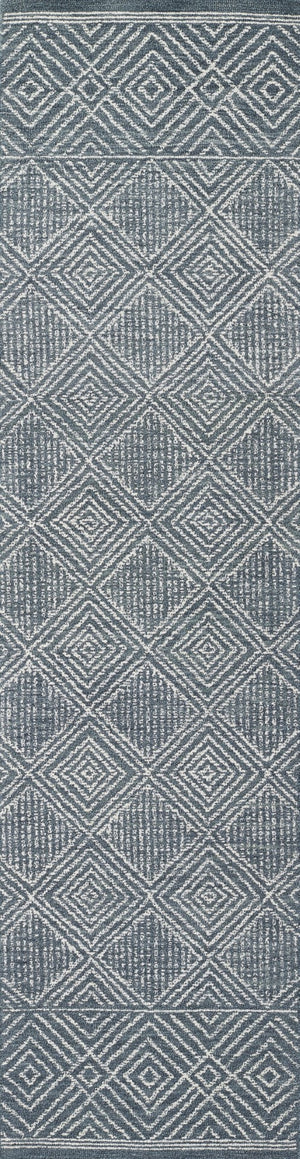 Momeni Mallorca MRC-7 Hand Hooked Contemporary Geometric Indoor Area Rug Denim 9' x 12' MALLOMRC-7DNM90C0