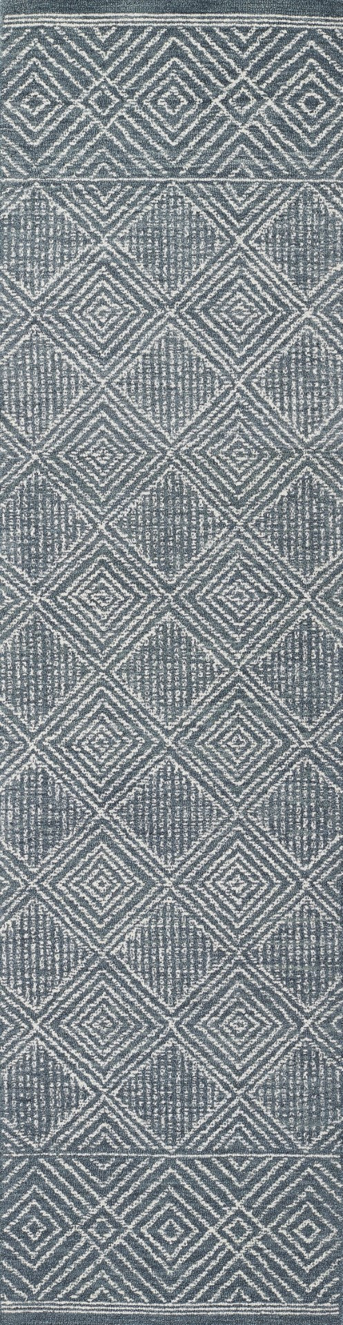 Momeni Mallorca MRC-7 Hand Hooked Contemporary Geometric Indoor Area Rug Denim 9' x 12' MALLOMRC-7DNM90C0