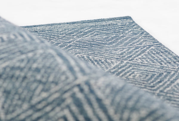 Momeni Mallorca MRC-7 Hand Hooked Contemporary Geometric Indoor Area Rug Denim 9' x 12' MALLOMRC-7DNM90C0