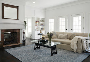 Momeni Mallorca MRC-7 Hand Hooked Contemporary Geometric Indoor Area Rug Denim 9' x 12' MALLOMRC-7DNM90C0