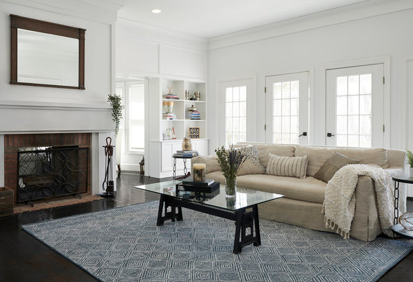 Momeni Mallorca MRC-7 Hand Hooked Contemporary Geometric Indoor Area Rug Denim 9' x 12' MALLOMRC-7DNM90C0