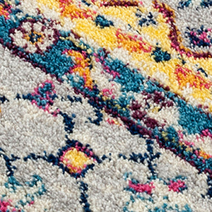 AMER Rugs Manhattan MAN-33 Power-Loomed Medallion Bohemian Area Rug Orange/Ivory 7'9" x 11'