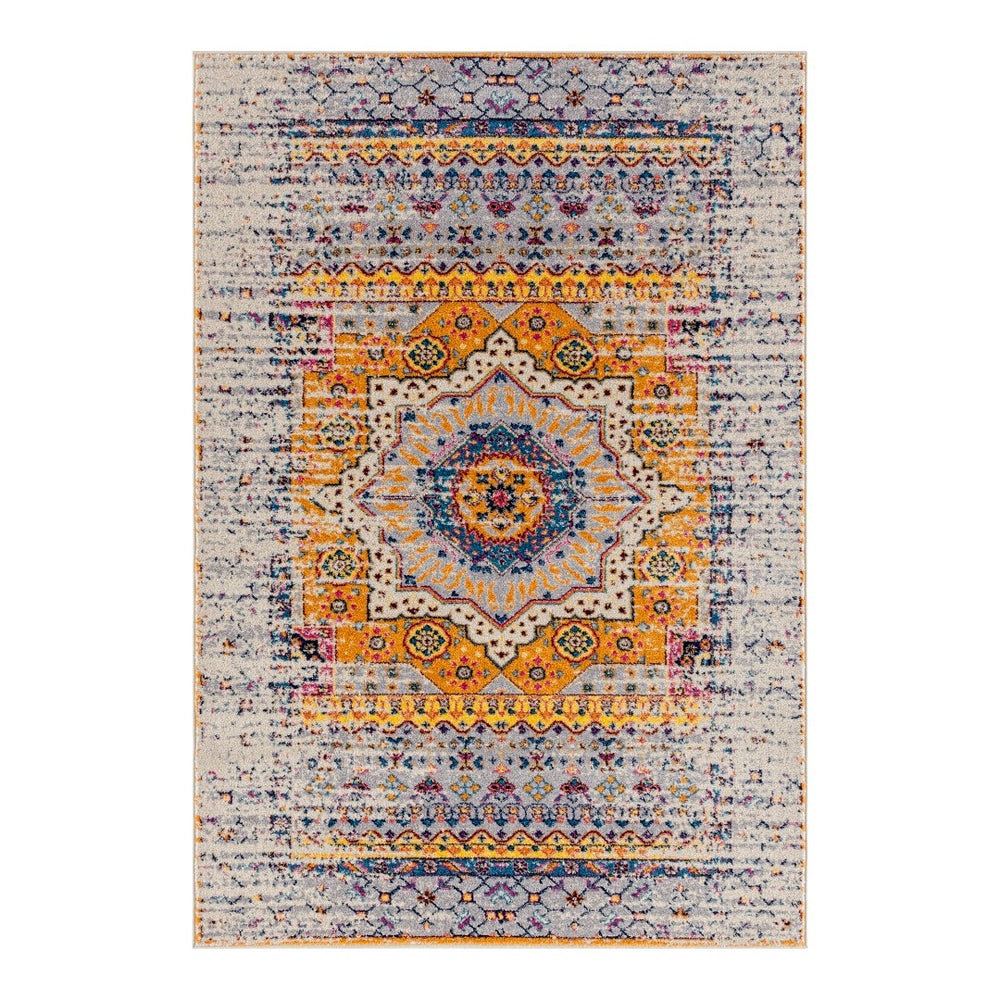 AMER Rugs Manhattan MAN-33 Power-Loomed Medallion Bohemian Area Rug Orange/Ivory 7'9" x 11'