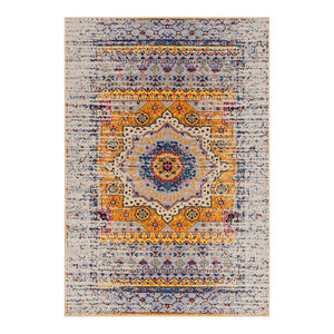 AMER Rugs Manhattan MAN-33 Power-Loomed Medallion Bohemian Area Rug Orange/Ivory 7'9" x 11'