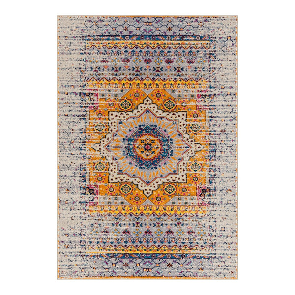 AMER Rugs Manhattan MAN-33 Power-Loomed Medallion Bohemian Area Rug Orange/Ivory 7'9" x 11'