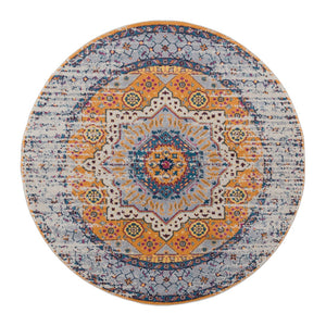 AMER Rugs Manhattan MAN-33 Power-Loomed Medallion Bohemian Area Rug Orange/Ivory 6'6" x 6'6"R