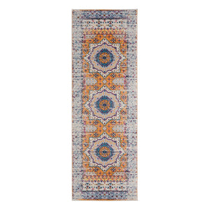 AMER Rugs Manhattan MAN-33 Power-Loomed Medallion Bohemian Area Rug Orange/Ivory 2'6" x 7'6"